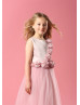 Rose Satin Tulle Flower Girl Dress Birthday Dress